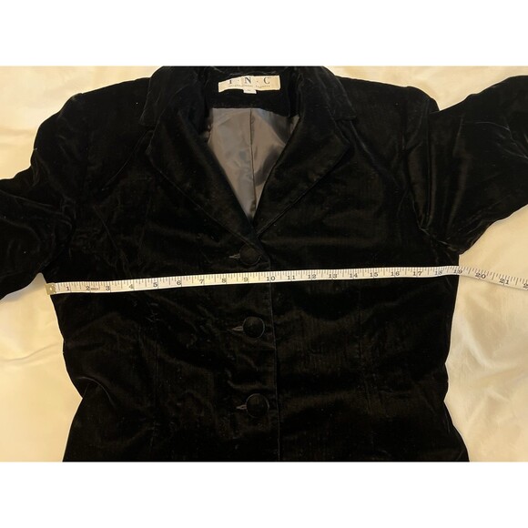INC International Concepts Black Velvet Three Button Blazer Jacket Womens Size 6 - Picture 6 of 9